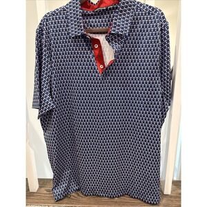 Coobigdog Texas Rangers MLB All Over Logo Printed Polo Shirt Men's XL Dri-Fit